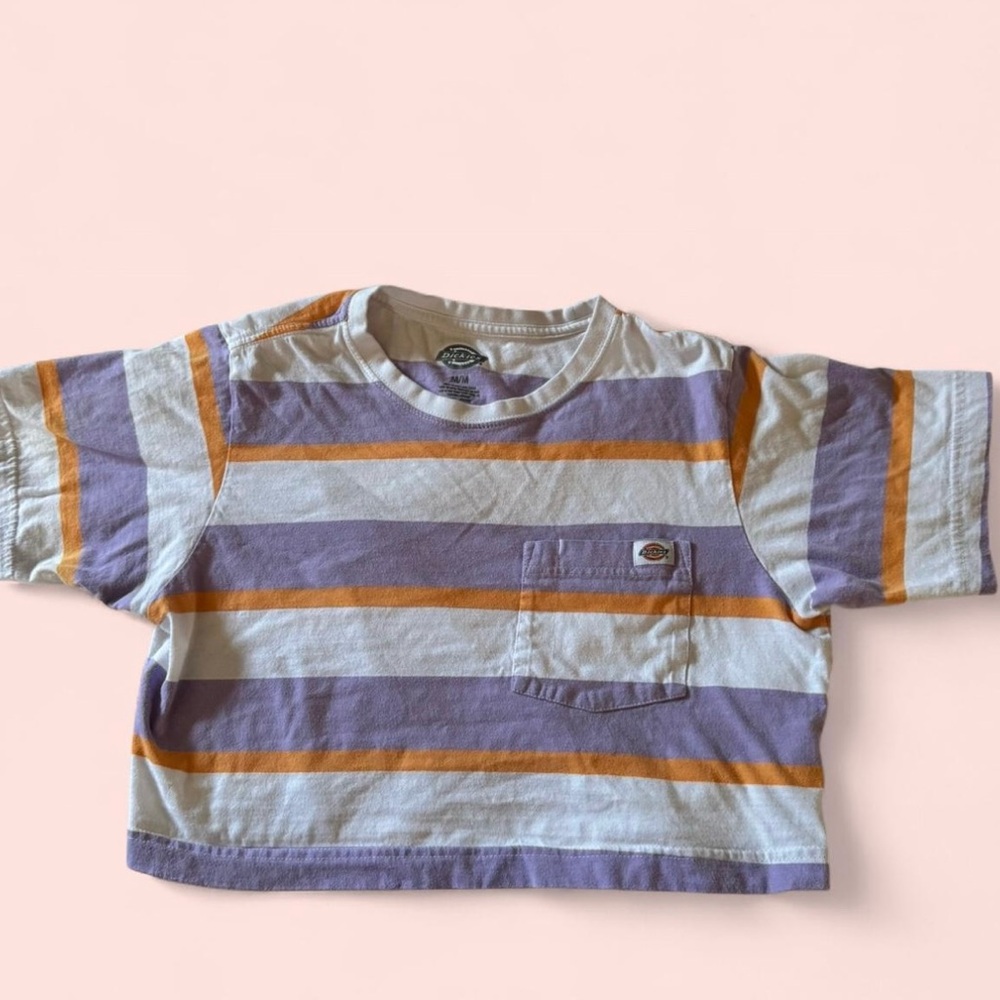 Dickies Lavender, White & Orange Striped Short Sleeve Tee